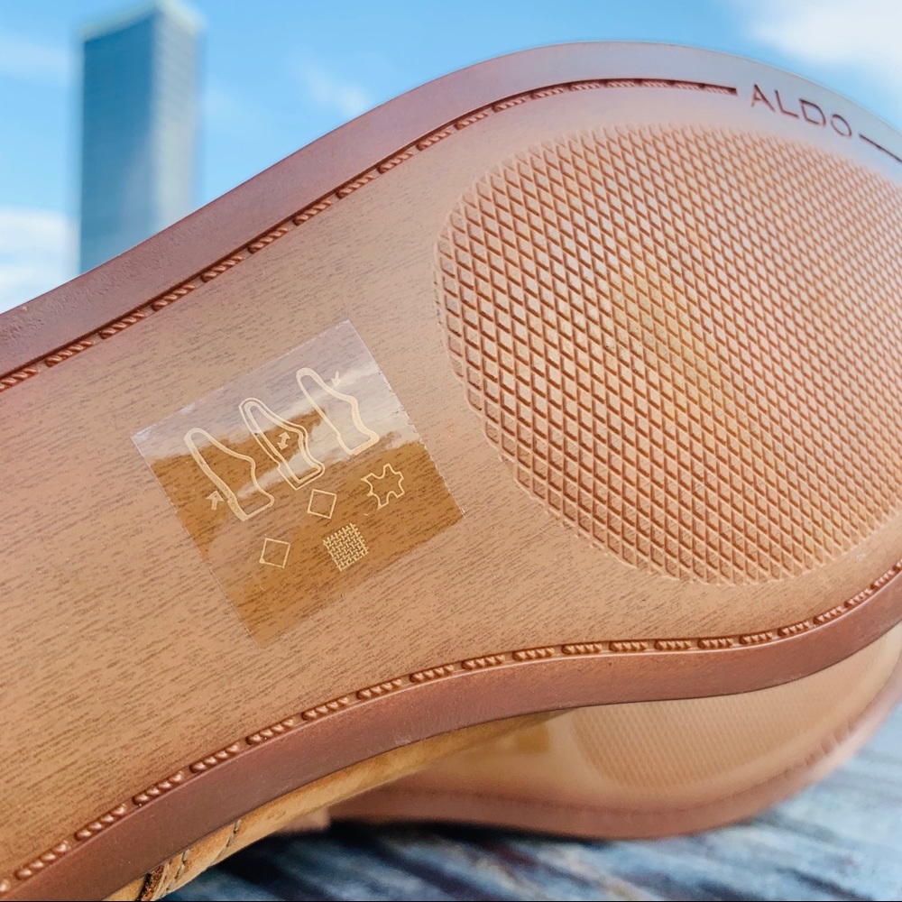 ALDO NEW Camel Ombre Tan Leather Zip BlockHeel Chelsea Boots - Picture 10 of 16